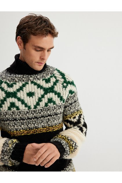 Knitwear Sweater High Neck Multi-Colored Long Sleeve