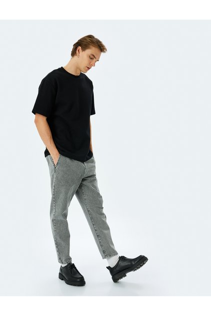 Cotton Loose Fit Jean Trousers by Steve Jean