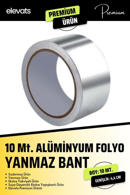 Premium 10 Metre Alüminyum Bant Yanmaz Bant Su Sızdırmaz Yüksek Güçlü Bant