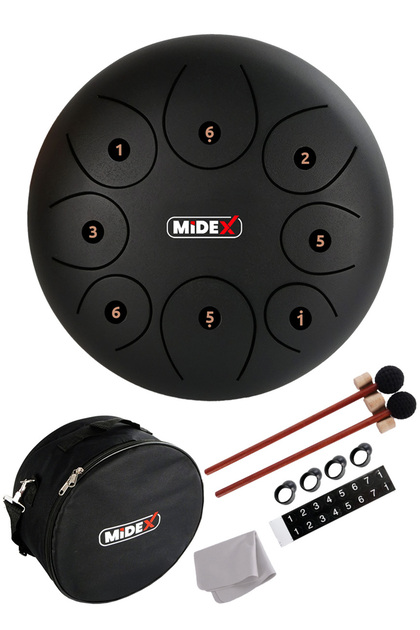 Midex TD-108BK Çelik Dil Davul Handpan 10 İnç 8 Ton Steel Tongue