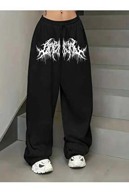 Touz Moda Sokak Tarzı Gothic Baskılı Unisex Baggy Eşofman - Fiyatı
