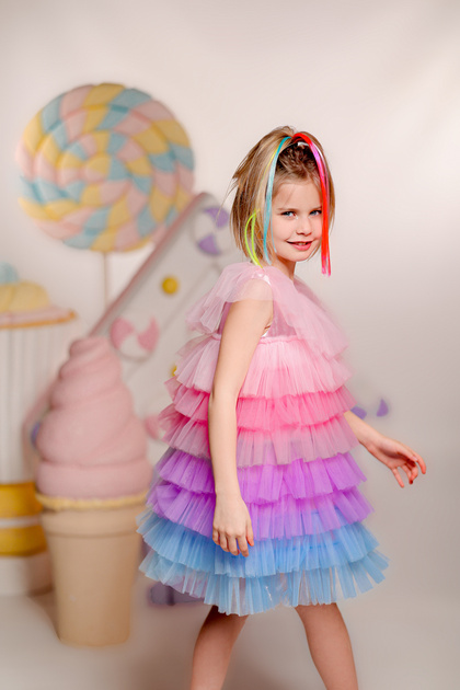 Sleeveless Layered Colorful Tulle Special Occasion Dress 2108