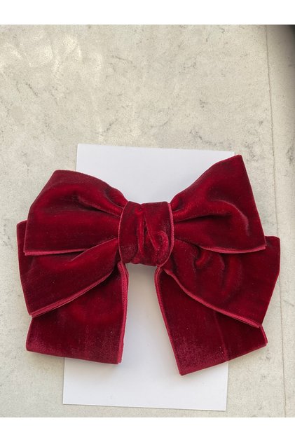 Buckle. Burgundy Velvet Ribbon, with Bow, Automatic Buckle.