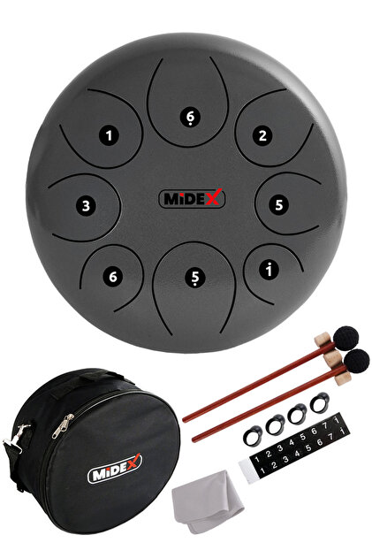 Midex TD-108GR Çelik Dil Davul Handpan 10 İnç 8 Ton Steel Tongue
