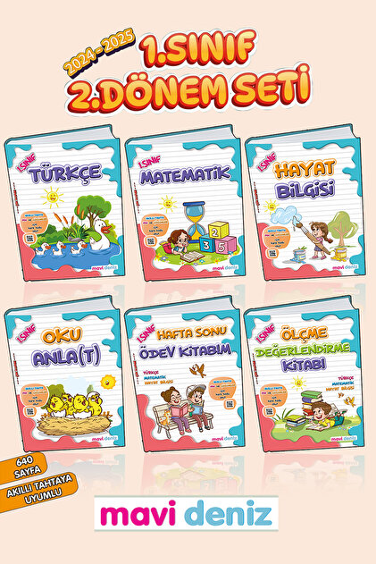 Mavi Deniz Yayınları 1. SINIF 2. DÖNEM 6 KİTAP SET (2024_2025