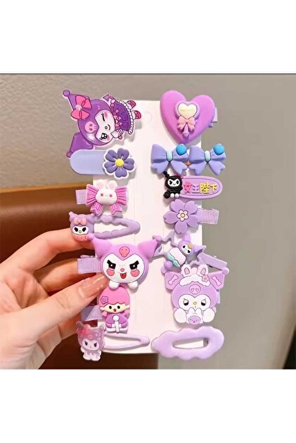 MutluBiDünya 14 Lü Kuromi Figürlü Pensli Çıt Çıtlı Kız Çocuk Toka