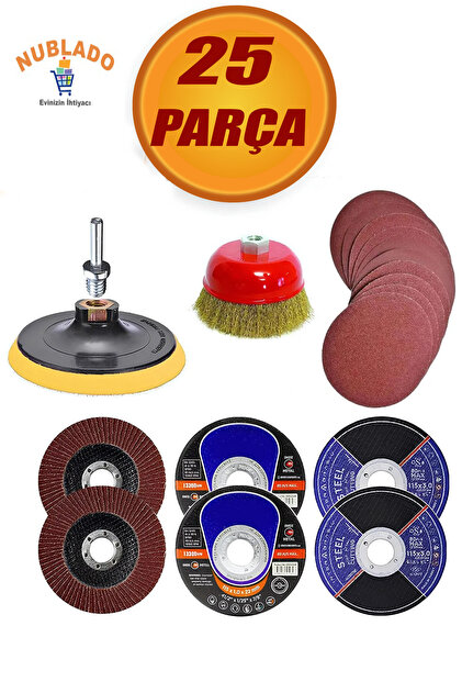 NUBLADO 25 Parça Avuç IÇİ Spiral Taşlama Makinesi 115 Mm Cırt