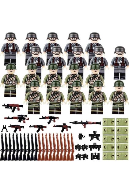 20 Li Building Blocks British American Army Wwii Soldiers