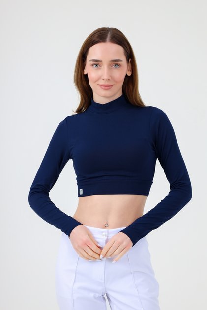 Fisherman Collar Crop Body Navy Blue