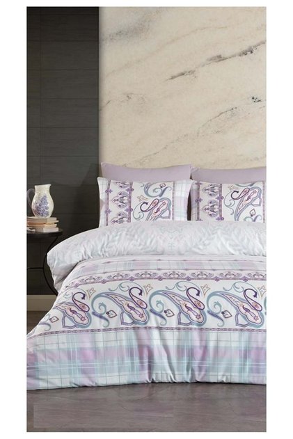 4 Seasons Double Quilted Duvet Cover Set-Melina Lilac Mint