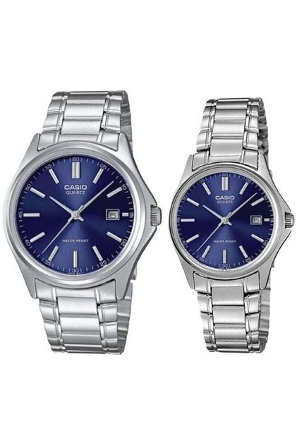 Lover Couple Wristwatch with Navy Blue Dial and Gray Color Guaranteed