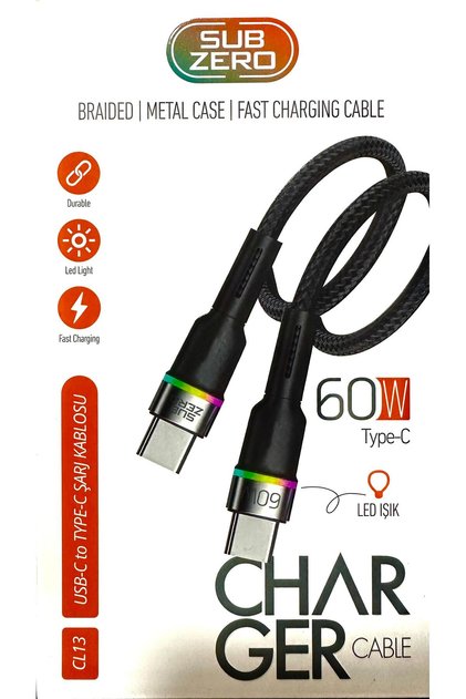 60W RGB IŞIKLI TYPE-C ŞARJ KABLOSU