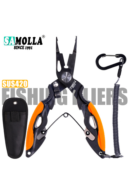 Orange New Multifunctional Fishing Pliers Accessories 420 Stainless Steel Body Scissors Line Cutter