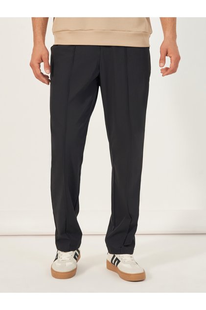 Pintuck Detail Slim Fit Smart Trousers