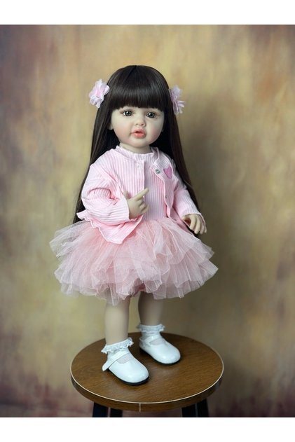 Gold BZDOLL 55CM 22Inch Can Stand Reborn Baby Lifelike Girl Doll Full Soft Silicone Body Princess To
