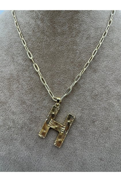 H Harf Çelik Kolye 50-5 Cm