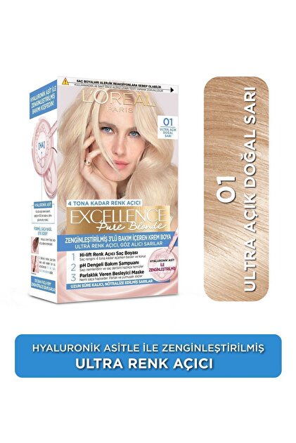 Excellence Creme Saç Boyası 01 Ultra Açık Doğal Sarı