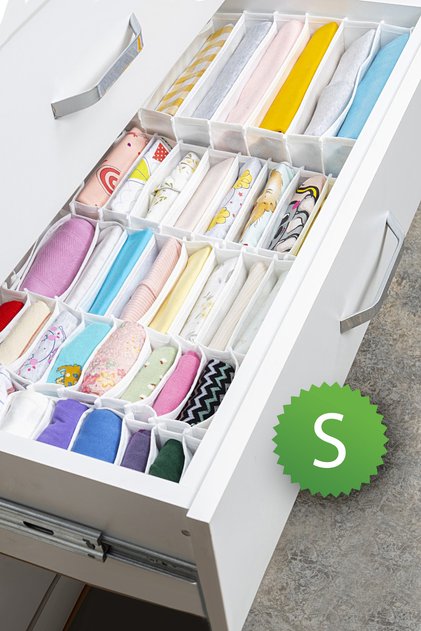 11 Compartment Striped Accordion Multi-Purpose Drawer Cabinet Organizer 11X41X12 cm S