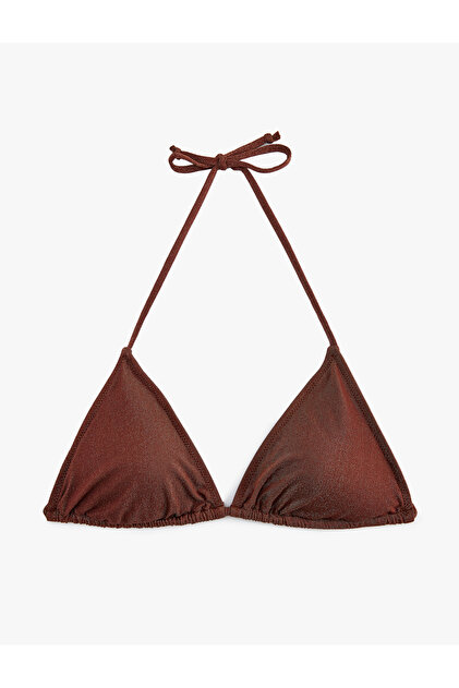 Silvery Drawstring Triangle Bikini Top