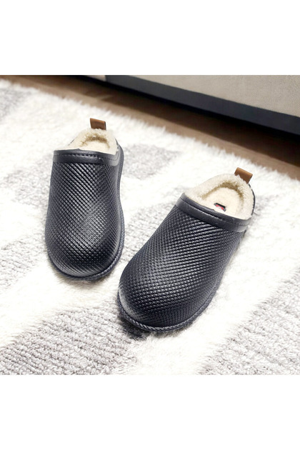 Silent Waterproof Eva Home Work Street Garden Slippers with Fur Inside