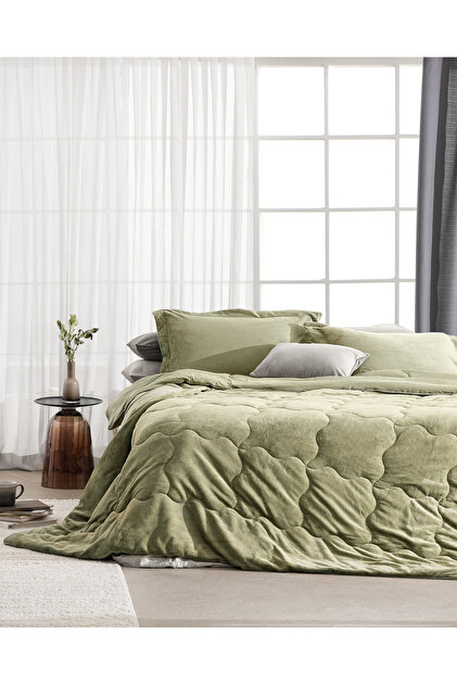 Madame Coco Kaira Çift Kişilik Comforter Set - Haki - Fiyatı