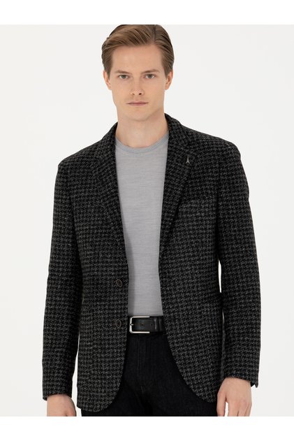 Antrasit Slim Fit Yün Karışımlı Spor Ceket 50272721-VR006