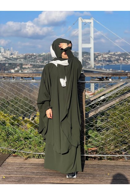 Haki Tesettür Afgan Takımı Medine İpeği