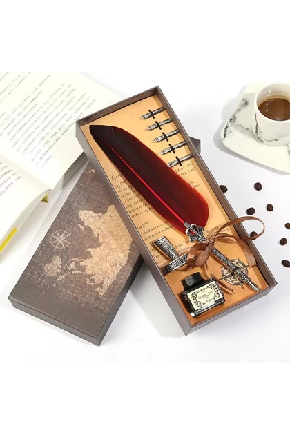 Feather Dip Pen Set Nostalgic Gift in a Special Box Hokka Fountain Pen Set Calligraphy Pen
