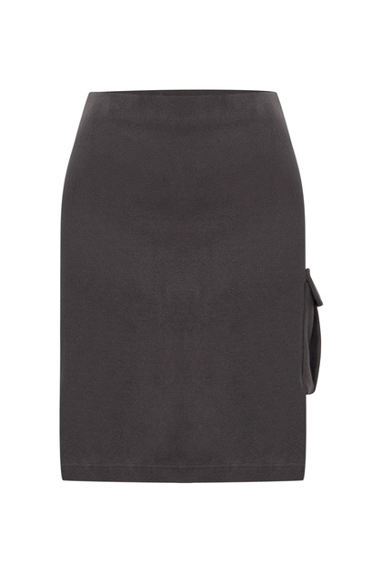 Women's Gray Mini Skirt with Pocket Detail