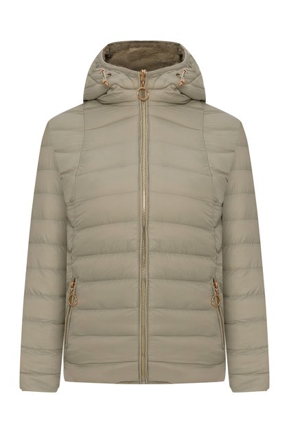 Women's Khaki Double-Sided Hooded Puffer Coat