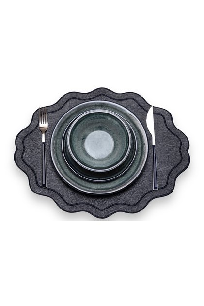 Embroidery Detailed Navy Blue American Serving / Placemat / Placemats