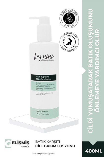 Anti-Ingrown Hair Smoothing Skin Care Lotion Containing 5% Urea 400 ml
