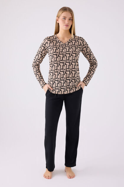 Women's Black Long Sleeve Pajama Set