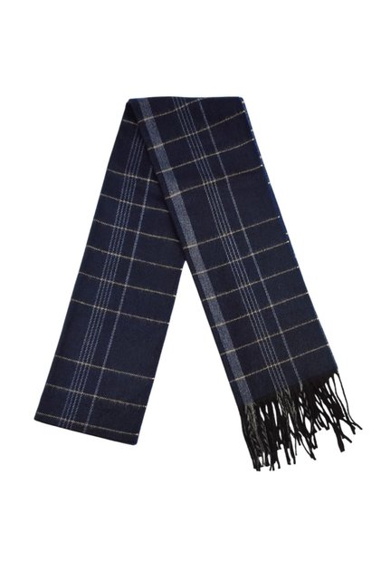 Men's Winter Plaid Pattern Tassel Detailed Woven Scarf Cashew Scarf