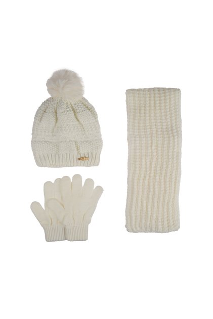 9-15 Years Old Waitress 3-Piece Set: Girls' Scarf, Gloves, and Hat Set with Fleece Inside
