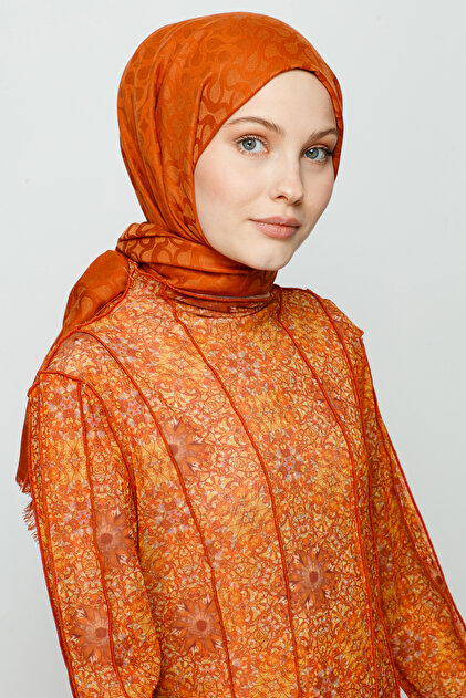 Honey Fluffy Bloom Patterned Shal