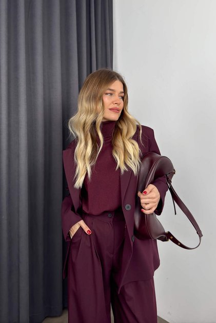 Set de pantaloni de jachetă oversize prune