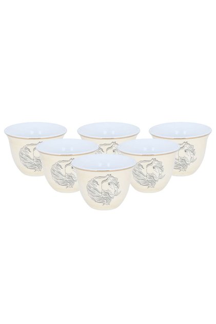 Al Saif Gallery Arabic coffee cups set, 12 pieces - horse engraving in gold script