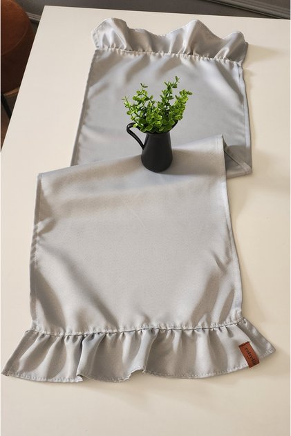 Cemre Runner 2-Sided Ruffled Vintage Runner Coverlet Gray 40X110