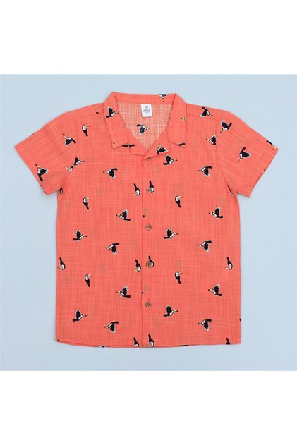 Boy's Short Sleeve Shirt - 15135 - Orange