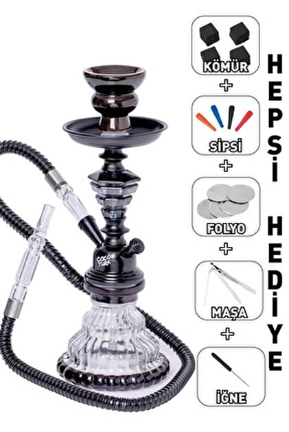 Seçkin Tabacco 3'lü Özel Cam Işlemeli Lüx Nargile Takımı Seti