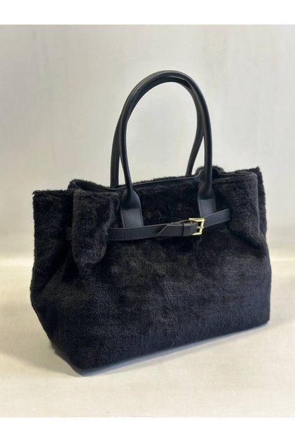 Plush Fur Belt Detailed Women's Hand Shoulder Bag Plush Bag