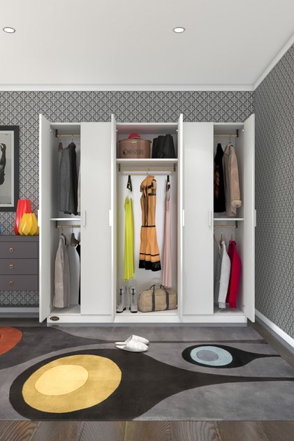 Kenzlife Gardırop 6 Kapılı Anemon 180*180*42 Byz Gardolap Dolap