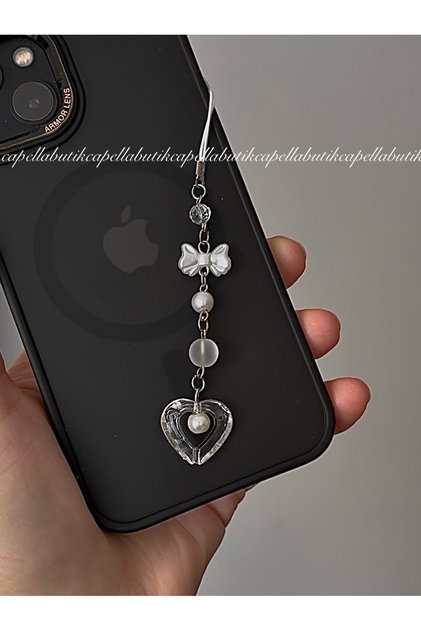 Coquette Bowknot Heart Pearl Phone Charm