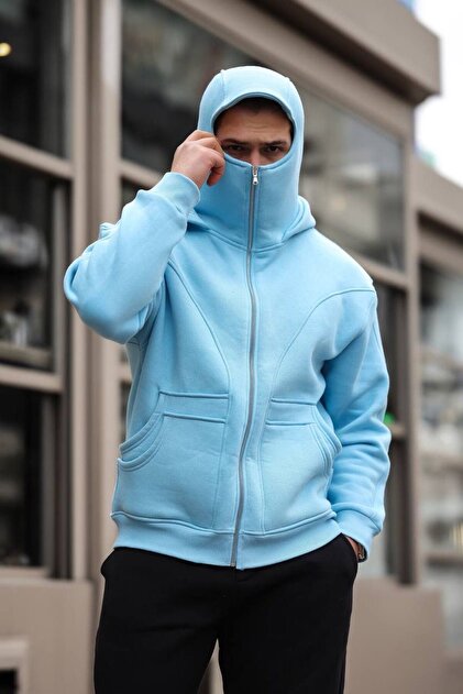 YKA Unisex Full Fermuarlı Kapüşonlu Ninja Tarzı Sweatshirt