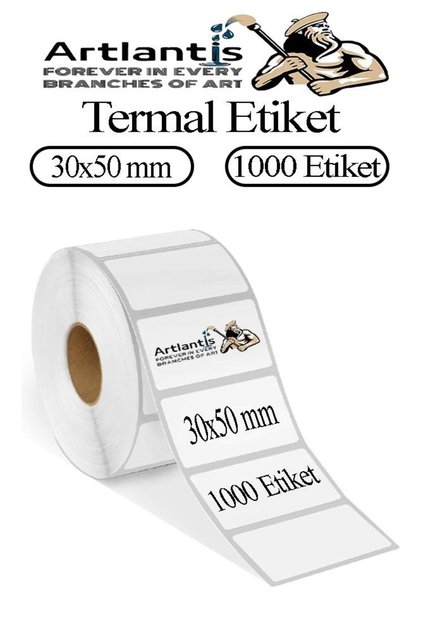 30X50 mm Barkod Etiketi Yapışkanlı 1 Adet Rulo Etiket Termal Barkot Terazi Etiketi 1000 li Barkod Ya