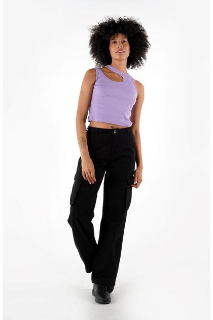 Neck Detailed Crop Tank Top (B24-0091)