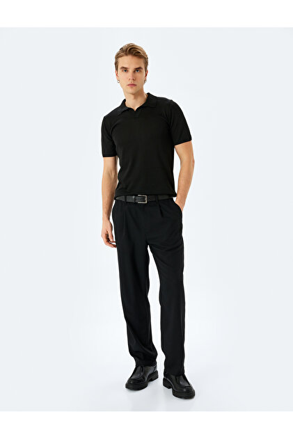 Slim Fit Polo Neck Short Sleeve Knitwear Sweater
