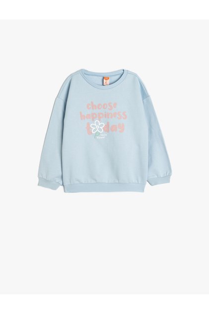 Cotton Long Sleeve Slogan Printed Sweatshirt
