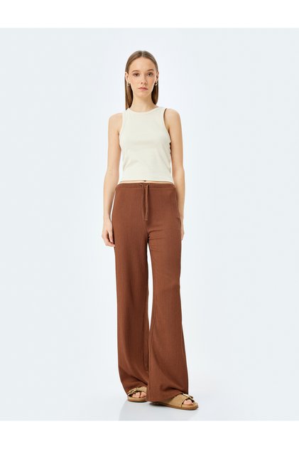 Waist Lace-Up High Waist Wide Leg Wrap Comfortable Fit Pants